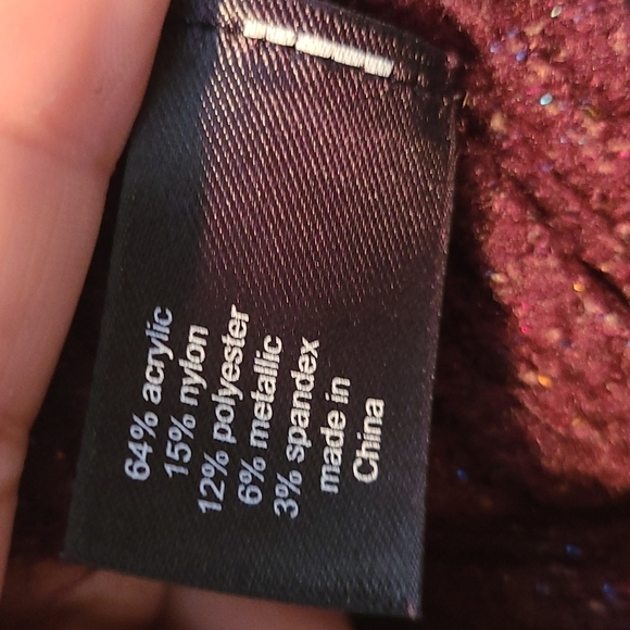 Lane Bryant Burgundy Scalloped Hem Sparkly all‎ over Size 20 Long Sleeve Top - Picture 4 of 4